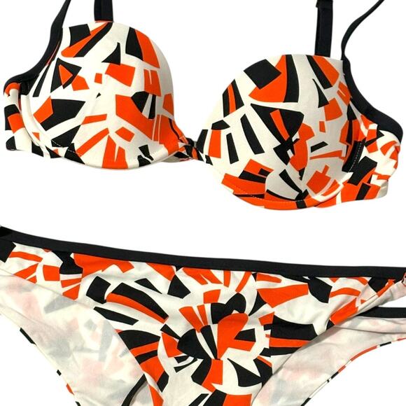 NWT Fendi Bikini - US Size 8 - Black/White/Orange Bold Abstract Geometric - Picture 9 of 16